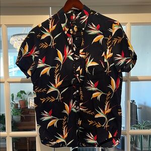 J. Crew Navy Floral Print Short Sleeve Shirt